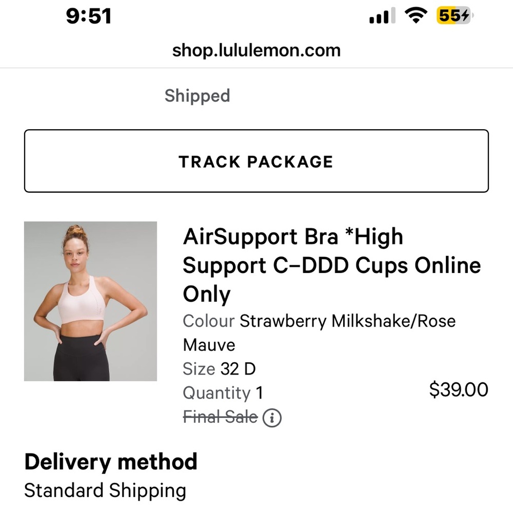 Lululemon AirSupport Bra in light purple
